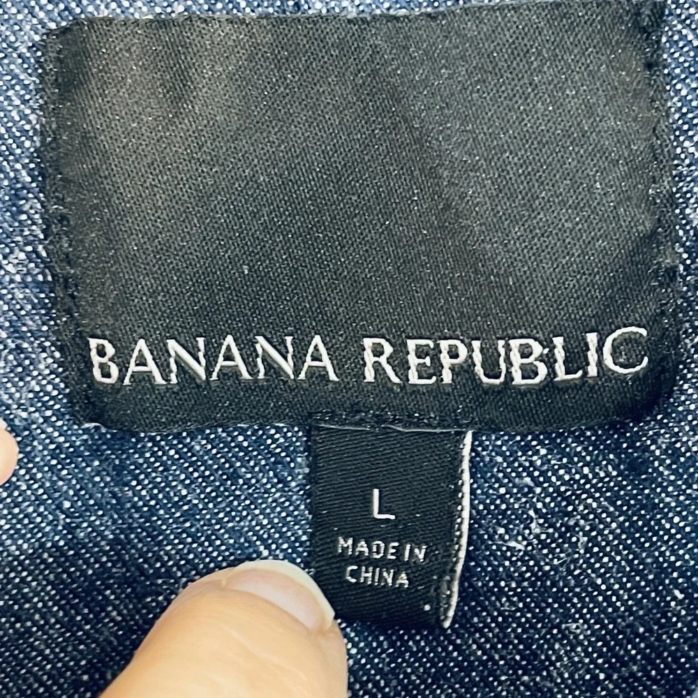 Banana Republic Jacket Mens Large Blue Knit‎ Bomber Full Zip Chest Pocket Casual
